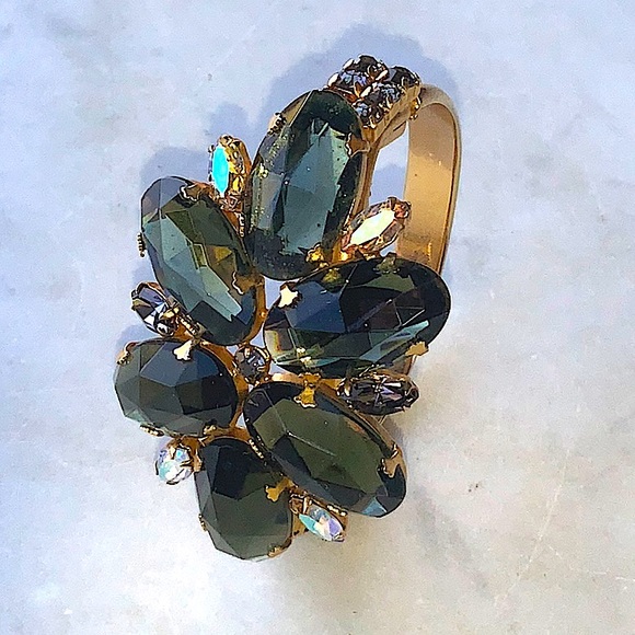 JULIANA DELIZZA & ELSTER BRACELET BANGLE CLAMPER CRYSTAL VINTAGE SMOKED CRYSTALS - Picture 6 of 15